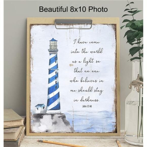 Religious Scripture Wall Decor - Nautical Beach House, Ocean Home Decoration - Picture 3 of 9